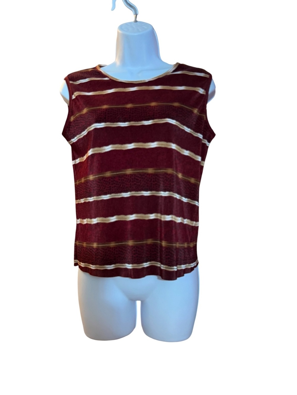 Notations Petite Burgundy Striped Sleeveless Top